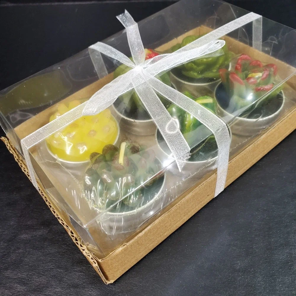 Set of 6 Mini Succulent Tea Light Candles Mini Plants Cactus NEW Gift Box‎